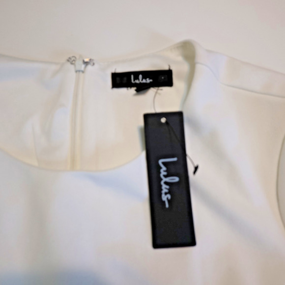 Lulus White Dress Sz XL Short Sleeve Pleated Sz L Bridal Corpcore NWT - Picture 3 of 15